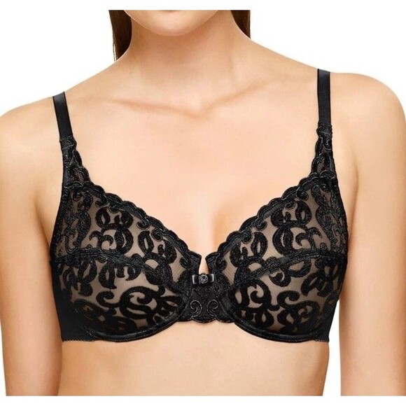 NWOT Wacoal Arabesque Black Lace Underwire Bra 36 DDD - Picture 1 of 6